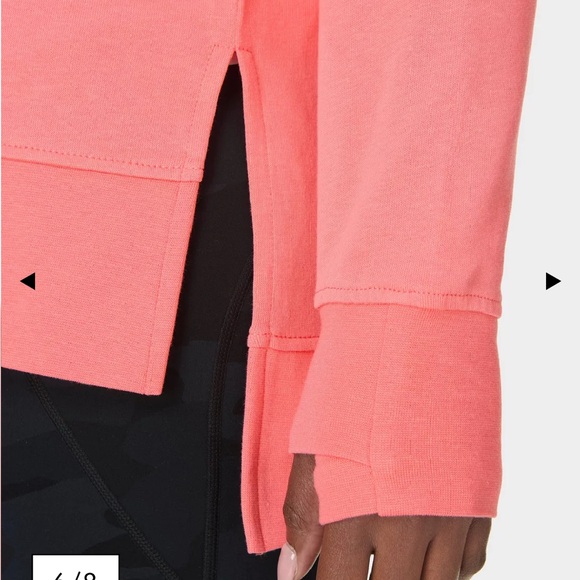 Sweaty Betty After Class Longline Crew Neck Sweatshirt in Melon Pink - Picture 2 of 13